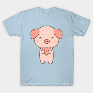 Pig With Kawaii Cute Heart T-Shirt